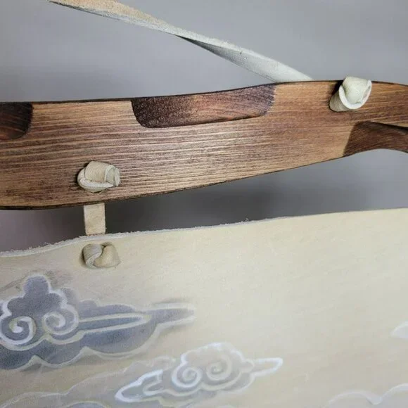 Hand Painted‎ Leather Wall Art Horses Mongolian Landscape Wood Western Carved - Picture 15 of 16